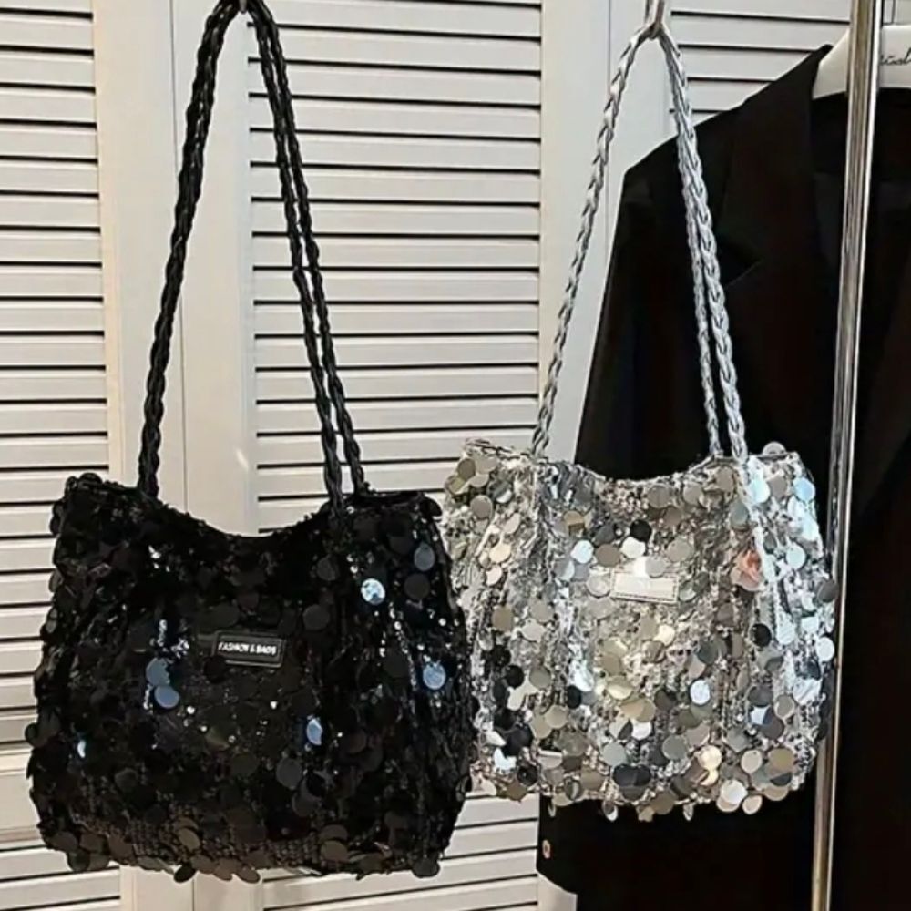 Silver Sequins Shoulder ToteโBag - Picture 4 of 5